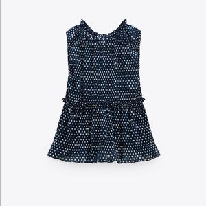 NWT ZARA Polka Dot Pleated Print Sleeveless Blouse